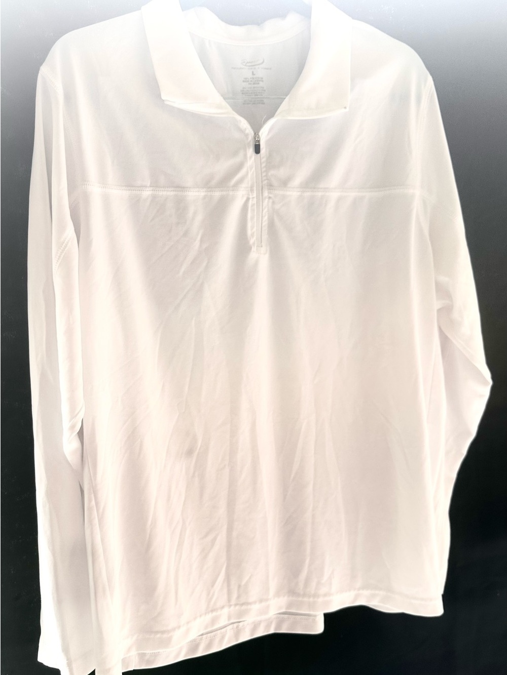 Roundtree & Yorke White Quarter-Zip Long Sleeve Polo